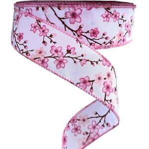 Kirkland Wire-Edged Ribbon 1.5" Wide 50 YD Cherry Blossoms Ribbon NEW